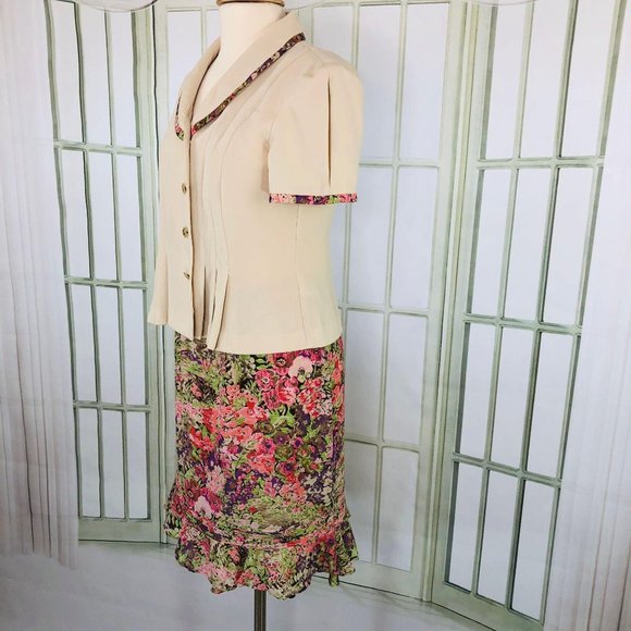 Danny & Nicole Skirt Suit Knee Length V-Neck 12P - Picture 7 of 8